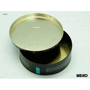 cake use round metal packaging tin can inside golden lacquer