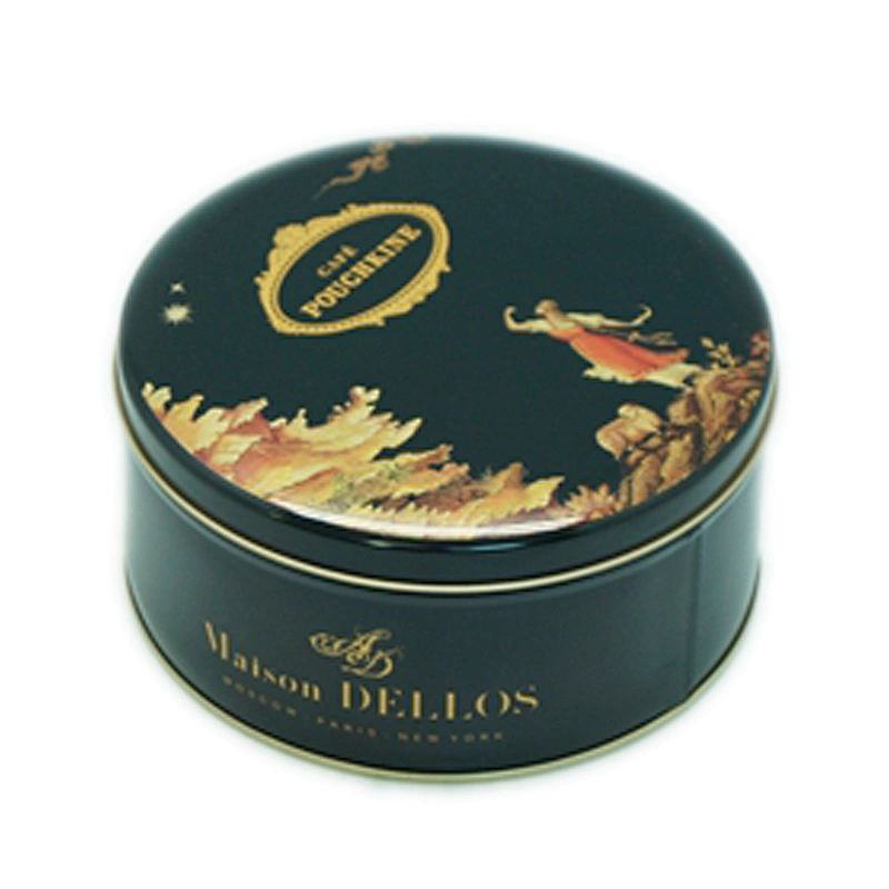 4 sizes round cookie metal black tin box for candy and biscuit