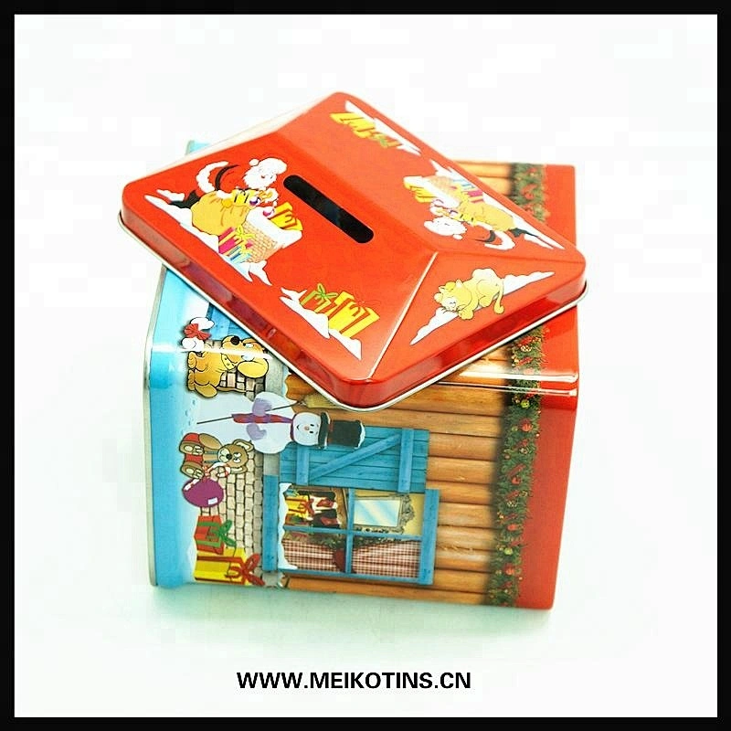 Wholesale house shaped coin tin box money box for kids