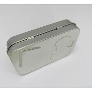 Tin box small hinged metal case metal box