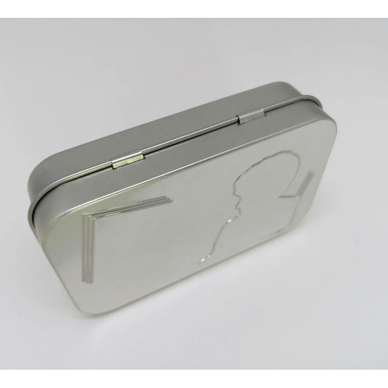 Tin box small hinged metal case metal box