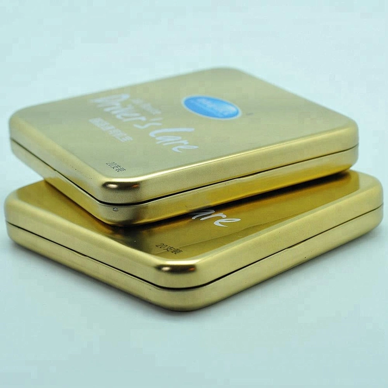 square cigarette mint tin can packaging with hinged lid