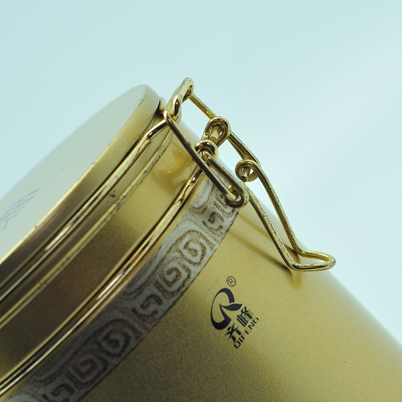 OEM round metal tin coffee canister with airtight lid