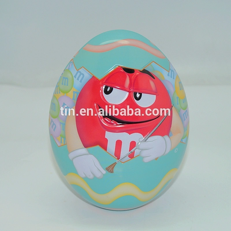Custom printing Easter egg shape metal tin box for packaging