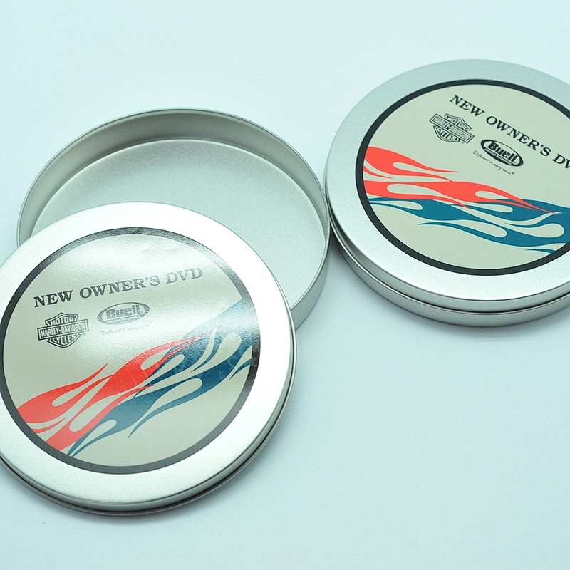 D125mm custom design round cd holder tin case