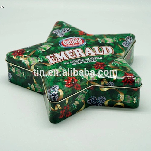 star shape christmas gift tin holders box with embossed lid