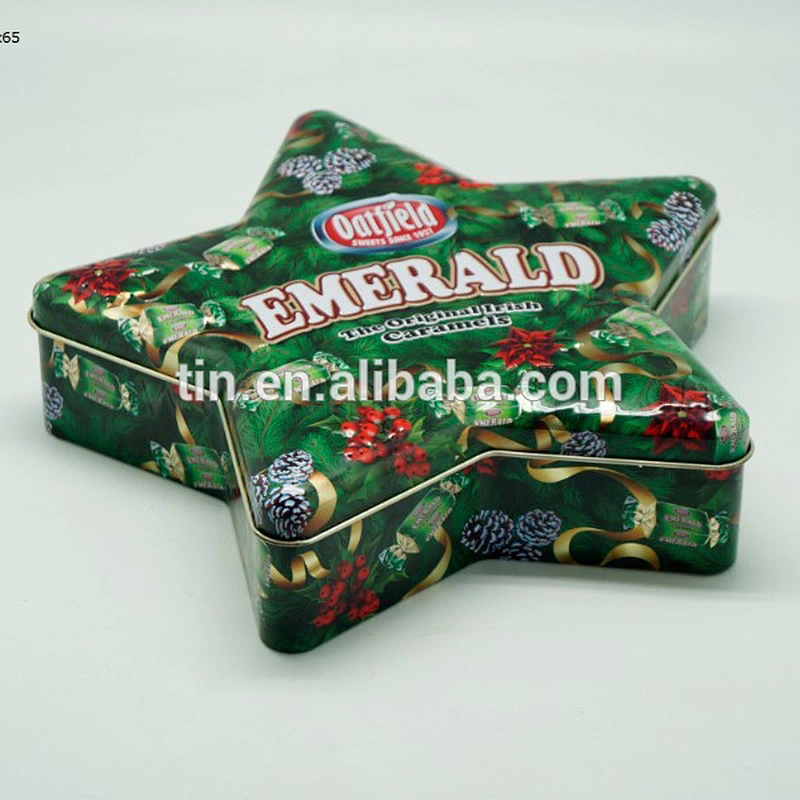 star shape christmas gift tin holders box with embossed lid