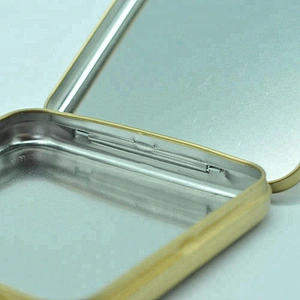square cigarette mint tin can packaging with hinged lid