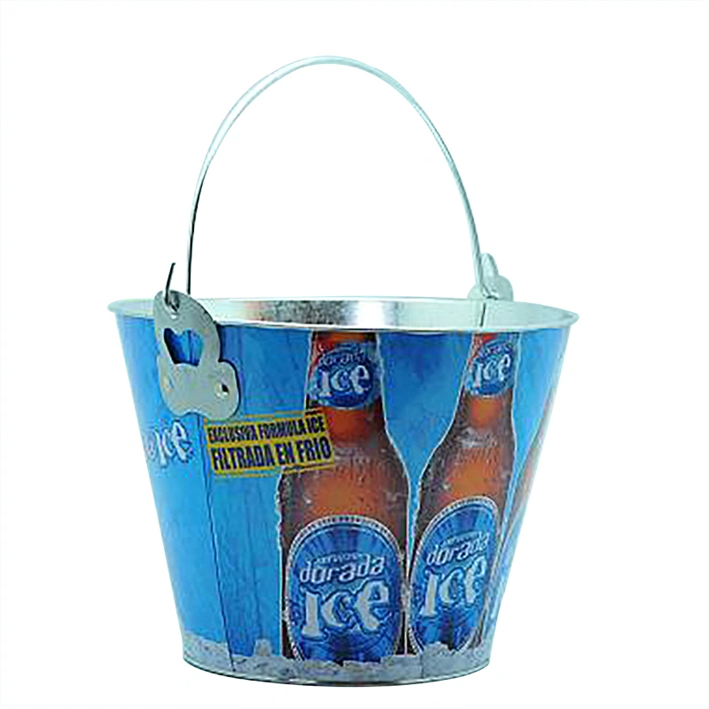 Beer Cooler Bucket Printed Metal Buckets Ice With Handle
