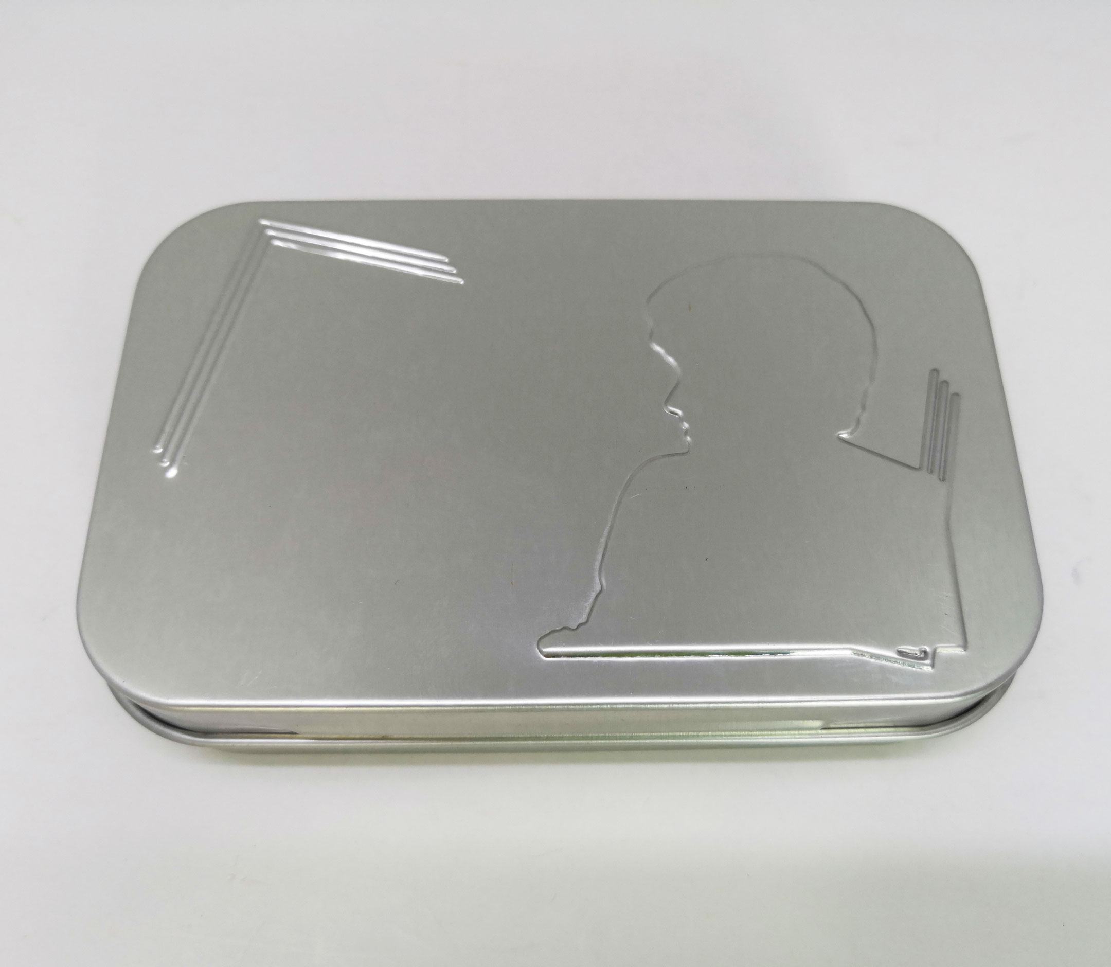 Tin box small hinged metal case metal box