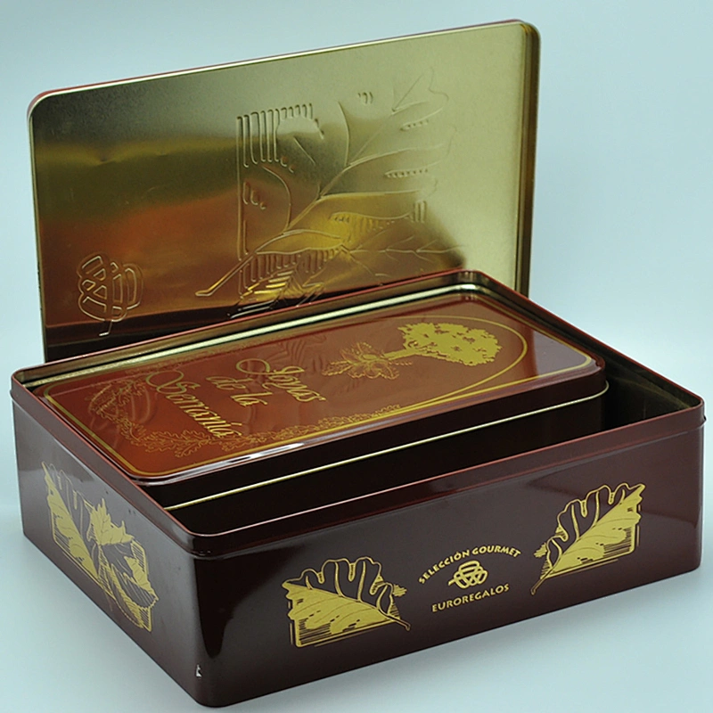 Luxury OEM rectangle big and small metal tin box set for gift