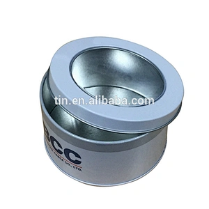 Promotional watch USB packaging round tin boxes with window lid