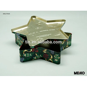 star shape christmas gift tin holders box with embossed lid