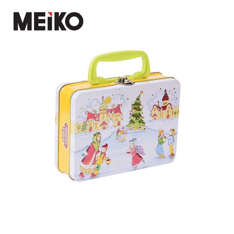 Custom Colorful Printing Rectangle Tin Metal Lunch Handle Tin Box