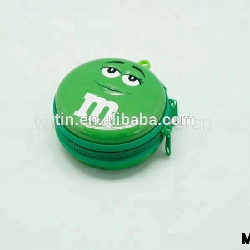 zipper design candy cash use metal round tin box