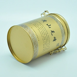 OEM round metal tin coffee canister with airtight lid