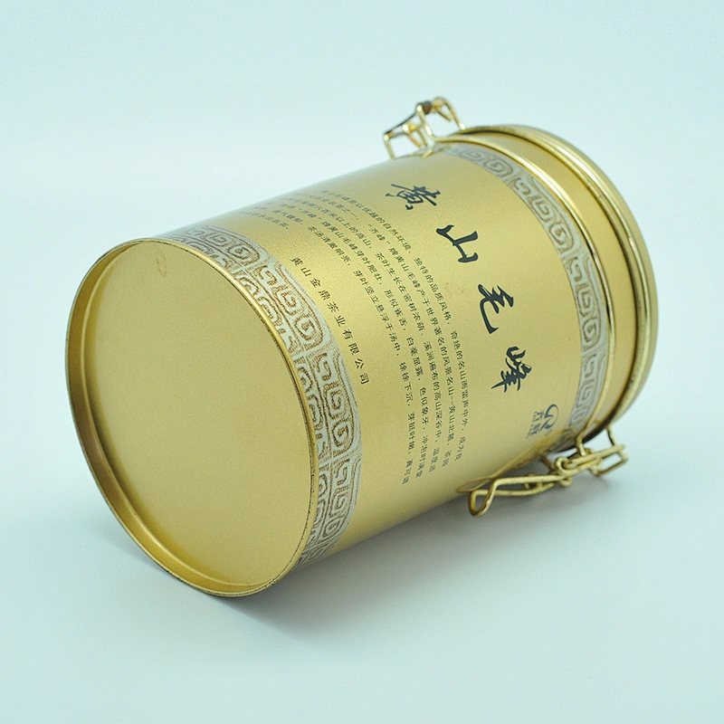 OEM round metal tin coffee canister with airtight lid
