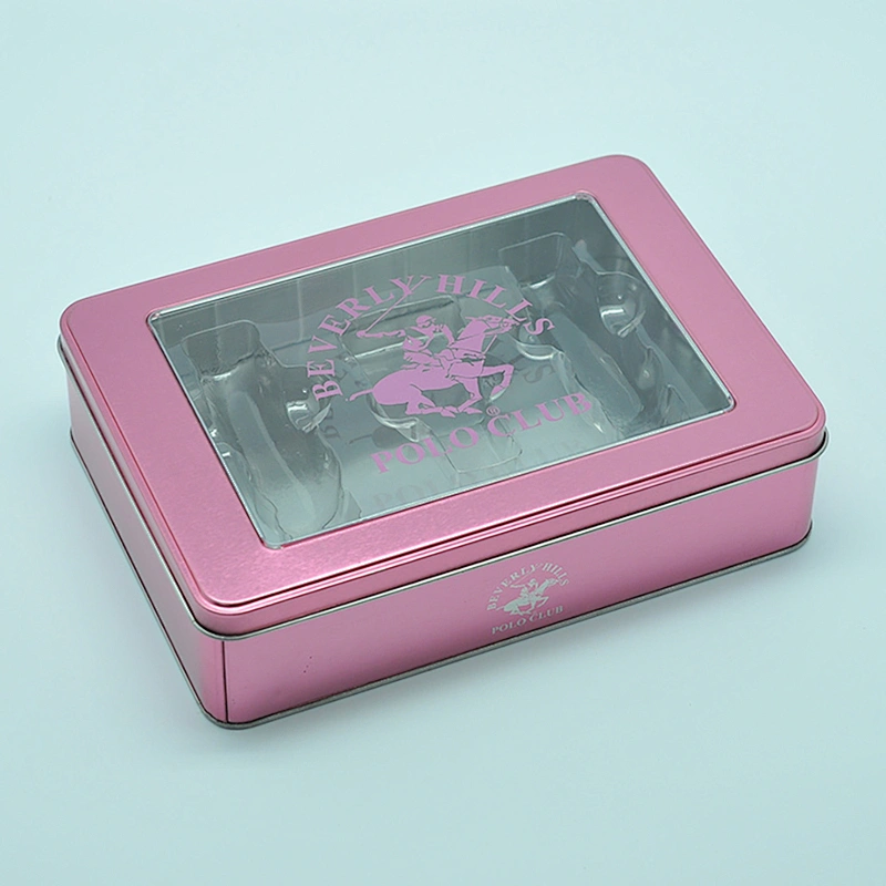 watch tin box with pvc window