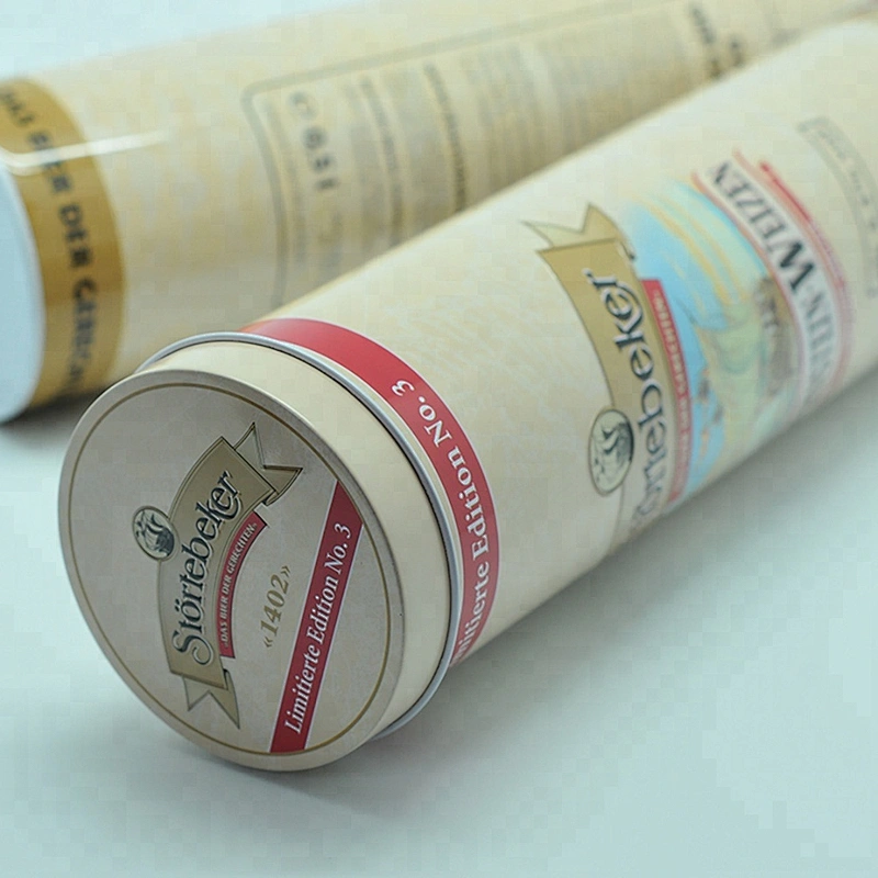 OEM pasta packaging sealed high round tin box for beer bottle packing