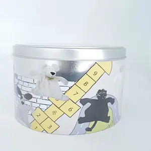 Mixed color printing round tin can with clear window lid