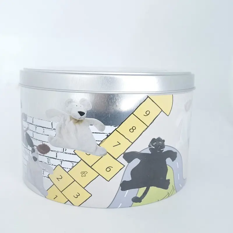 Mixed color printing round tin can with clear window lid