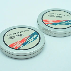 D125mm custom design round cd holder tin case