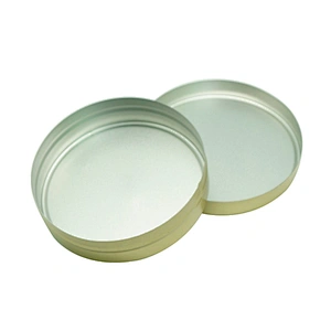 Gold simple matt metal round tin boxes with straight edge