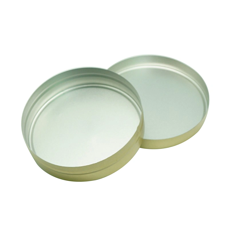 Gold simple matt metal round tin boxes with straight edge