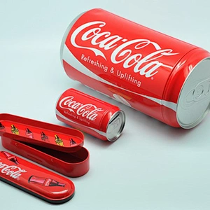Dongguan factory cola can shaped fancy plain tin money box with slot