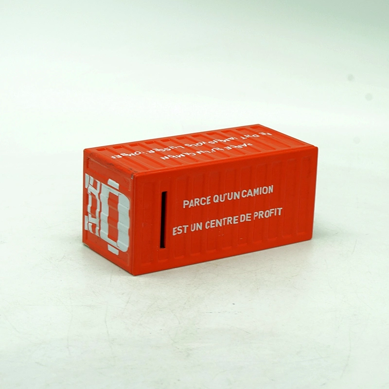 Red creative container shaped tin money bank with coin slot