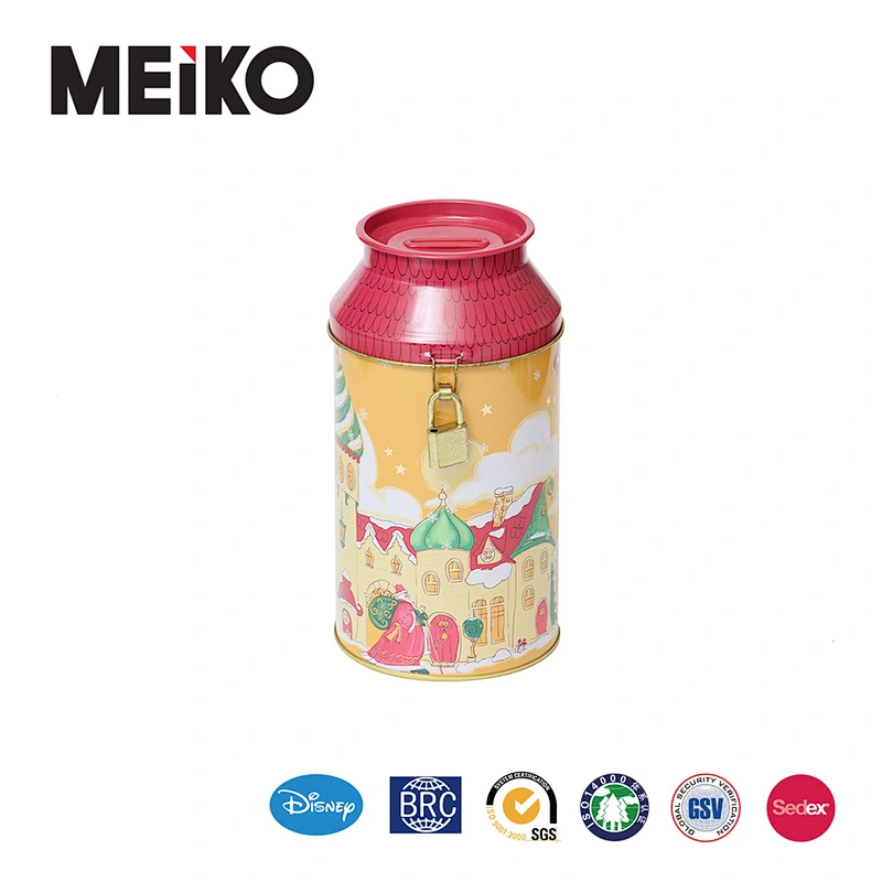 mike shaped coin box saving tin box with lock