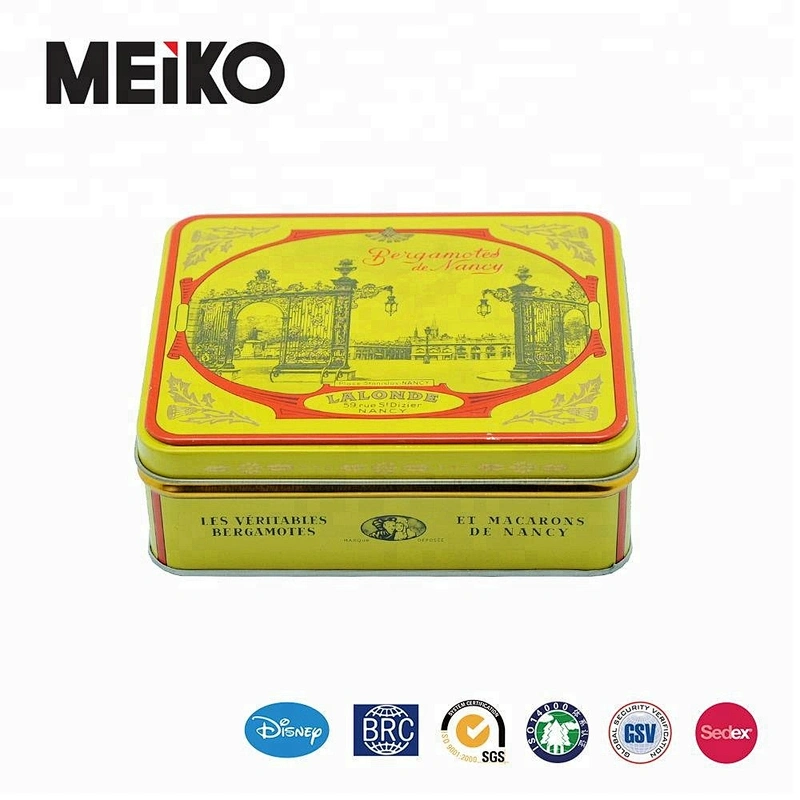 Vintage rectangle food grade tin box personalized