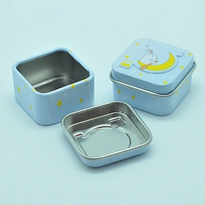 High quality engraved logo small square tin box