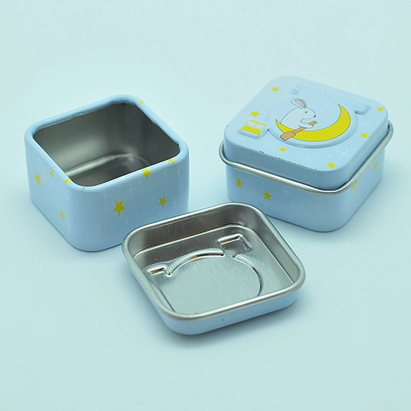 High quality engraved logo small square tin box