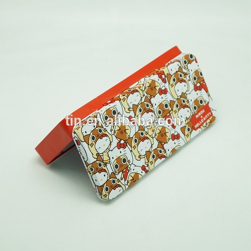 Kids Safe Custom Printed Metal Tin Pencil boxes with Hinge lid