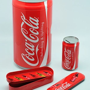 Dongguan factory cola can shaped fancy plain tin money box with slot