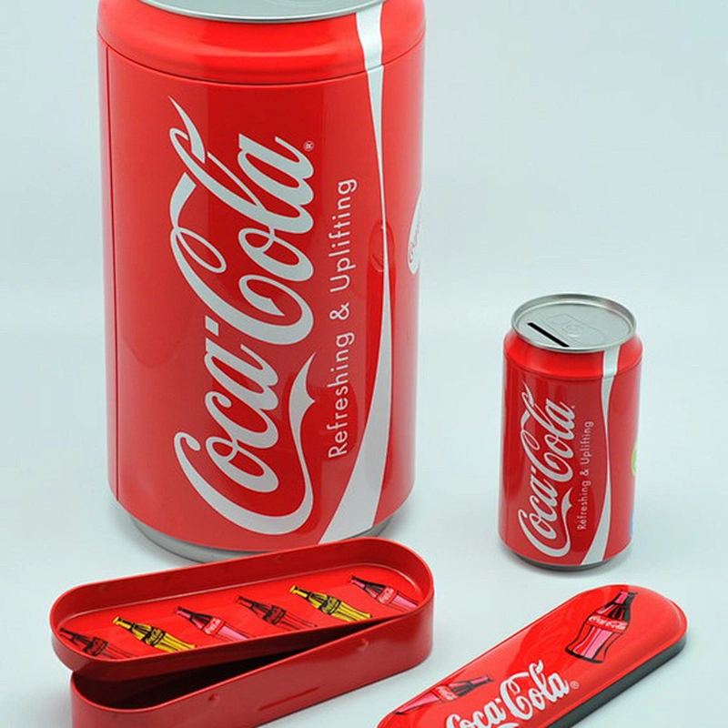 Dongguan factory cola can shaped fancy plain tin money box with slot