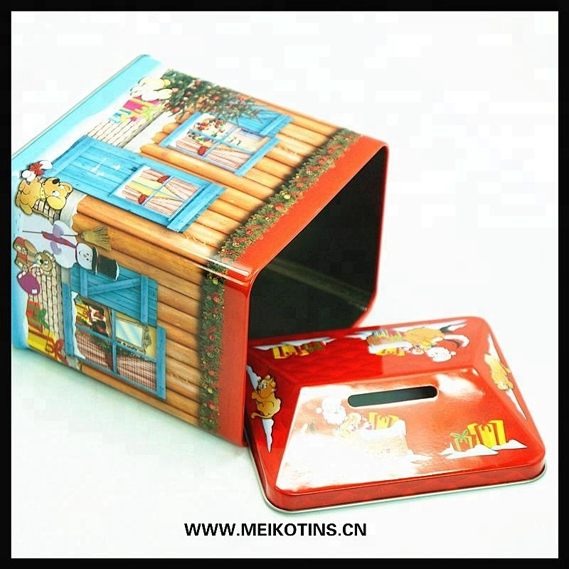 Wholesale house shaped coin tin box money box for kids