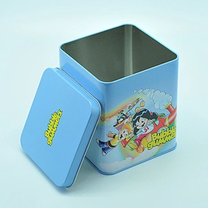 Factory supply square custom tin box for bubble gummer toy package