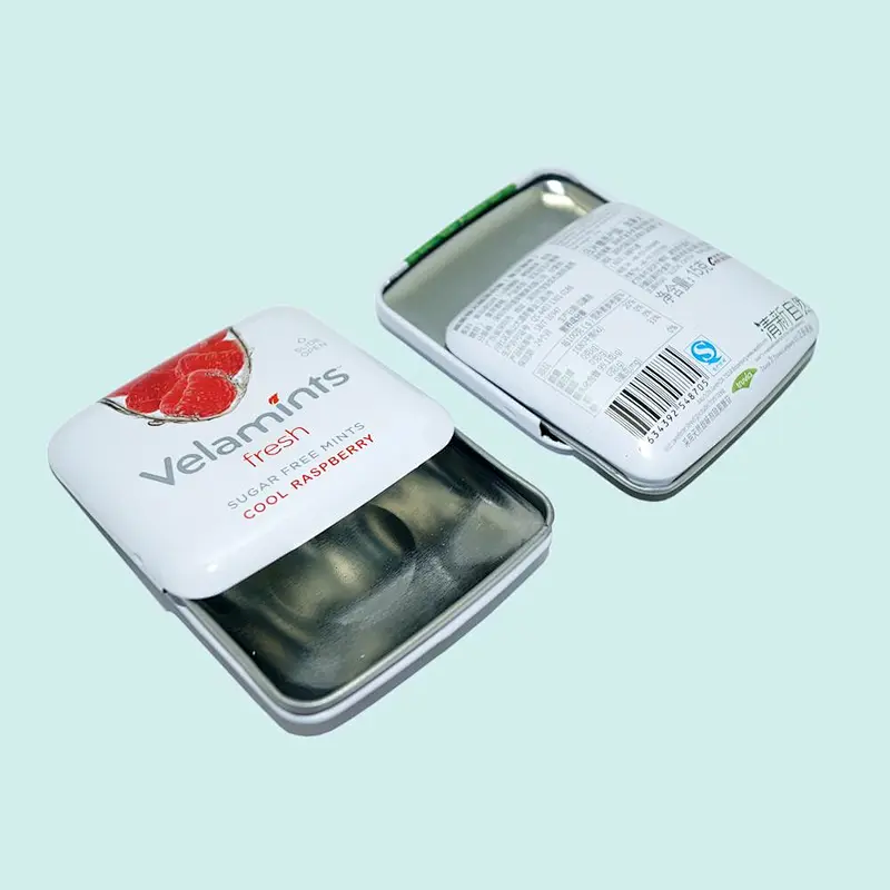 high quality metal square slide mint tin box