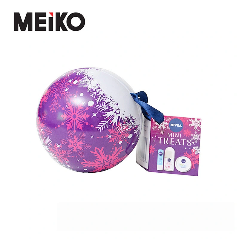 Custom Small Ball Shaped Candy Christmas Metal Tin Ball Box