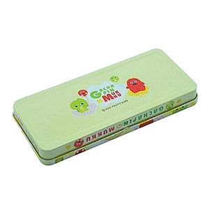 Simple printing metal stationery tin box writing case for kids