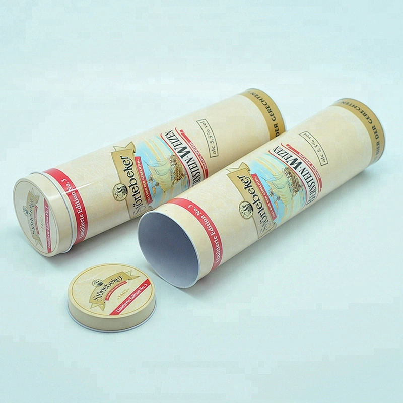 OEM pasta packaging sealed high round tin box for beer bottle packing