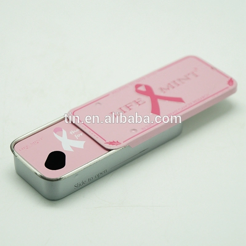 slid slide top lid containers tin box for mint candy chocolate