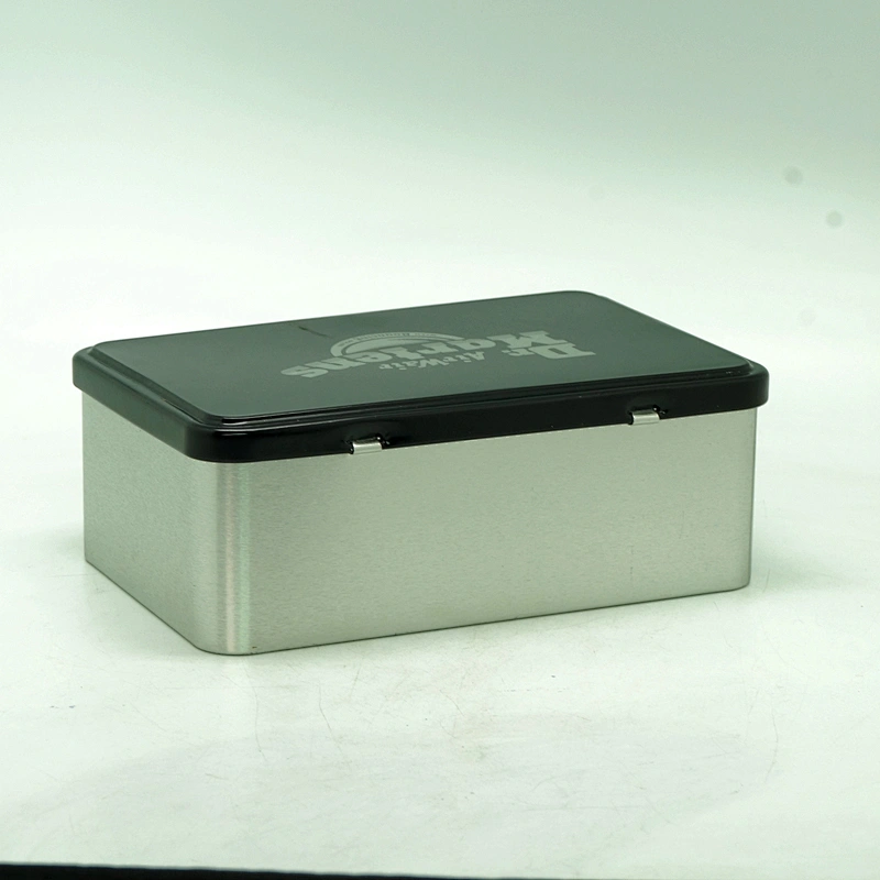 Custom design small black tin condom storage box with lid