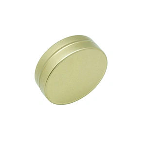 Gold simple matt metal round tin boxes with straight edge