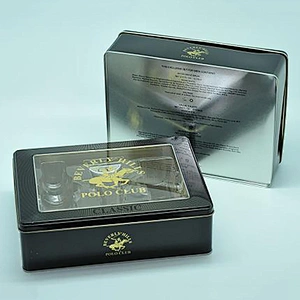 Customized rectangular clear window tin box for perfume display