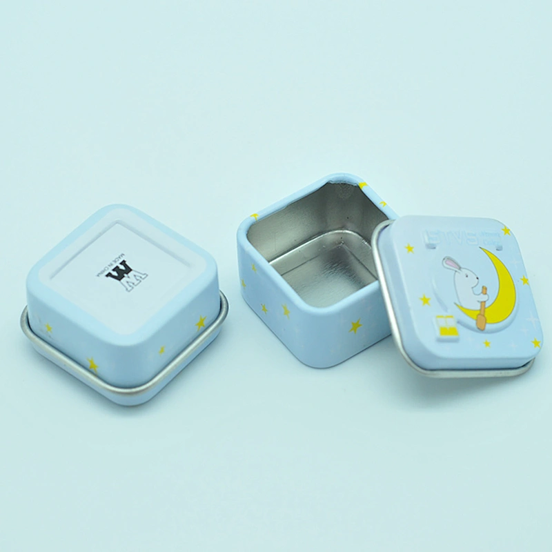 High quality engraved logo small square tin box