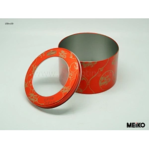 round empty tin box with lid clear pvc window or solid top