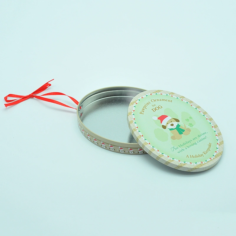 Hot sale simple gift keepsake card box tin with ribbon handle